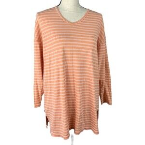 Victoria's Secret Knit Sleep Top or Tunic Women Size XS Orange & White Stripe